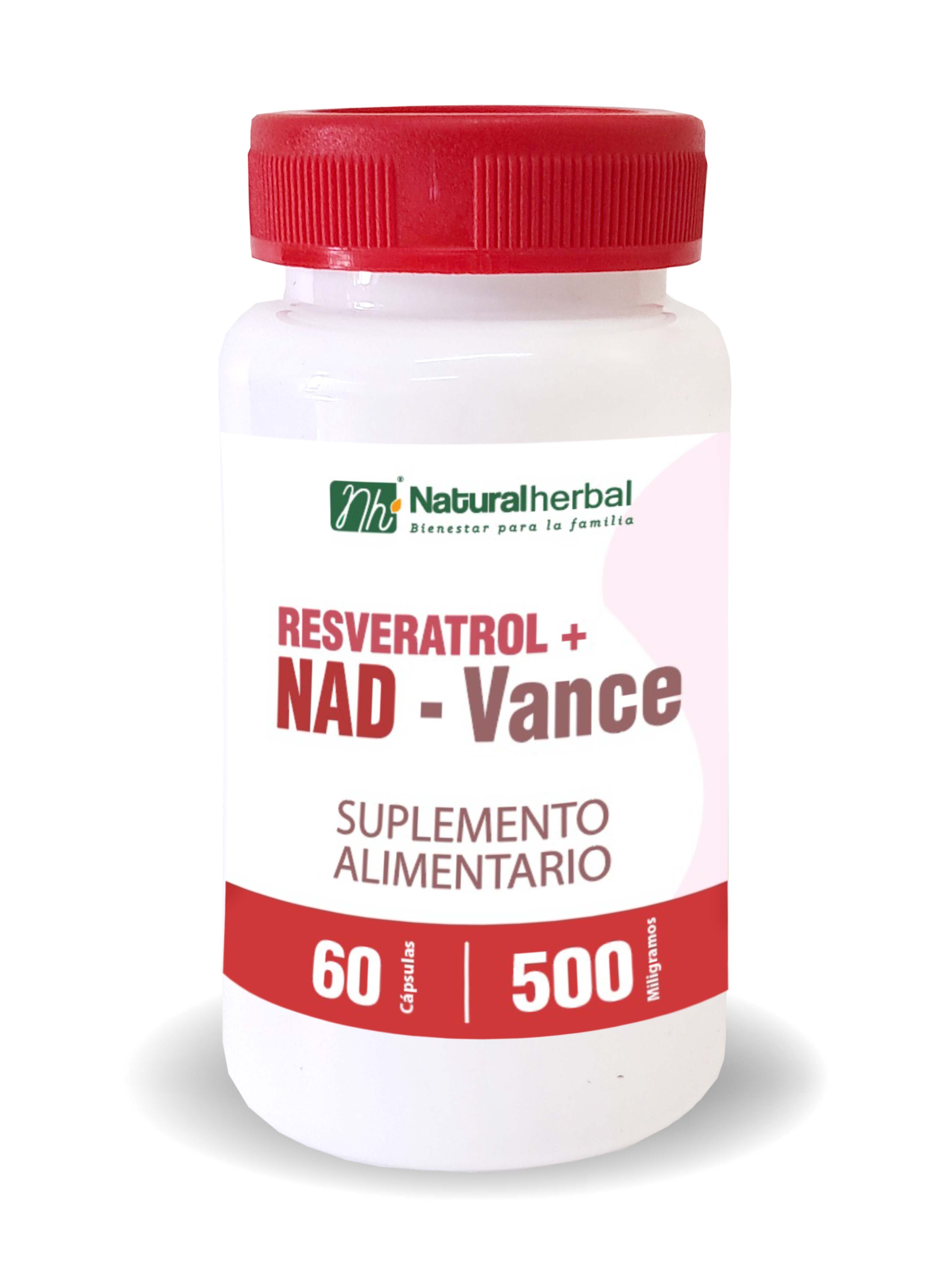 NAD + RESVERATROL 500 MG 60 CAPSULAS (NATURAL HERBAL)