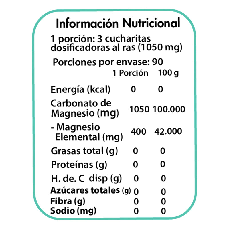 Carbonato de Magnesio 400 Mg Dulzura Natural