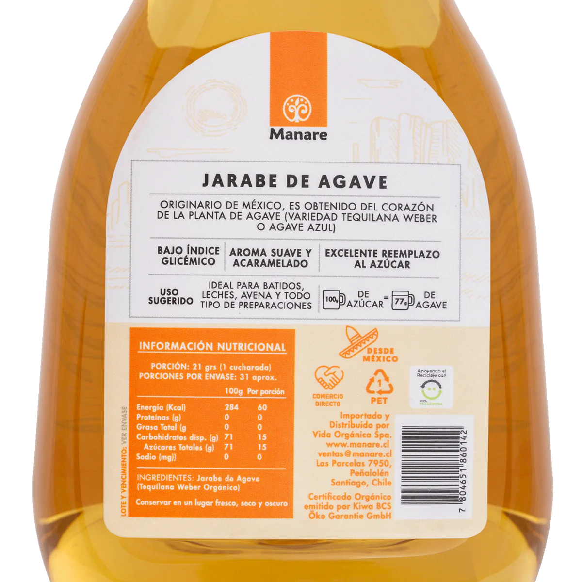 Jarabe de Agave Orgánico 660g Manare