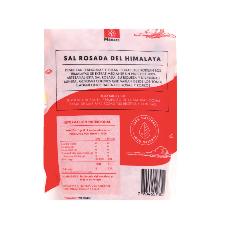 Sal Rosada del Himalaya Gruesa 1kg Manare